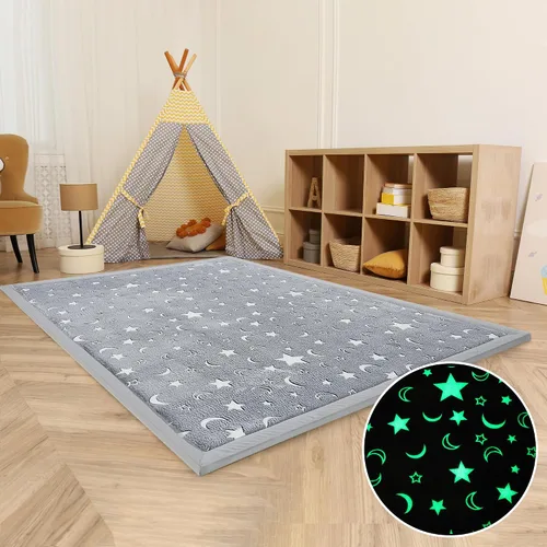 Miniatura 8 de MAXYOYO Alfombra de juego para bebé, 0.8 pulgadas de grosor, espuma viscoelástica suave acolchada con respaldo antideslizante, alfombra de tatami