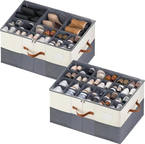Miniatura 8 de Organizador de zapatos para armario, 1 paquete contenedor de almacenamiento de zapatos con divisores ajustables, organizador de almacenamiento