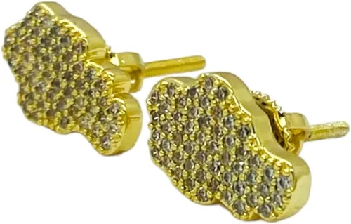 Miniatura 2 de Aretes de tuerca de plata de ley 925 con acabado de oro amarillo de 18 quilates para hombre
