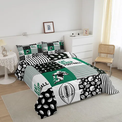 Miniatura 2 de Erosebridal Ropa de cama de fútbol - Juego de edredón de tamaño completo, Fútbol 02