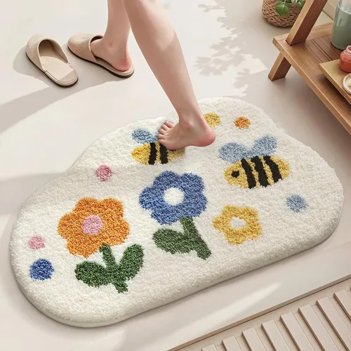 Miniatura 10 de Tapete de baño, bonitas alfombras de baño con microfibra suave y gruesa, absorbente, de secado rápido, antideslizante, lavable a máquina, tapete