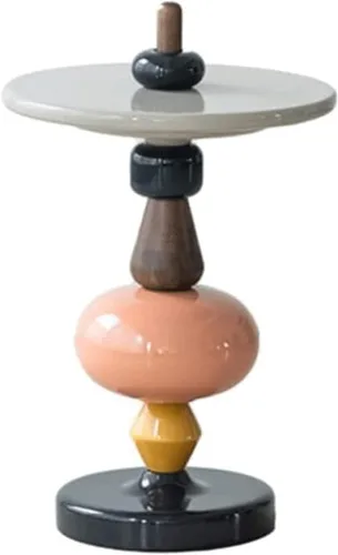 Mesa de Centro Mesa auxiliar de madera maciza Nórdico al horno de azúcar Fernú, mesa de centro creativa simple y pequeña, mesa redonda para sofá,