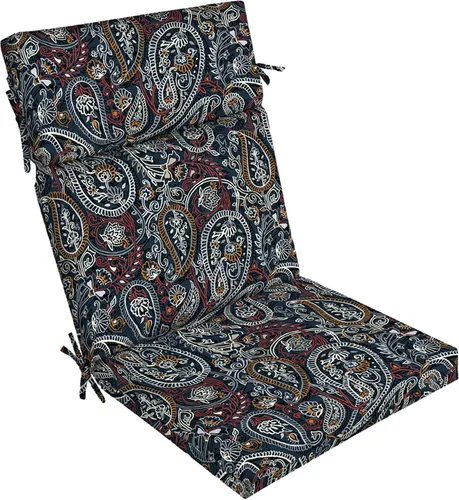 Arden - Cojín para silla de exterior, 21 x 20 pulgadas, resistente a la lluvia, resistente a la decoloración, 20 x 21 pulgadas, Palmira Paisley azul