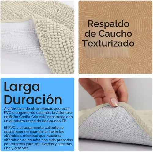 Miniatura 3 de Gorilla Grip - Tapete de baño de felpilla gruesa, suave y absorbente, secado rápido, de microfibra, con reverso de caucho, para piso de ducha, Nube