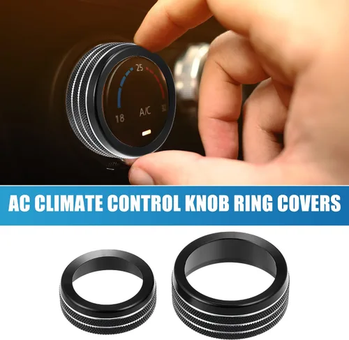 Miniatura 2 de 3 piezas Calcomanías para Perillas de Aire Acondicionado de Automóvil Cubierta de Perilla de Interruptor de Radio AC para Dodge Durango 2017-2020
