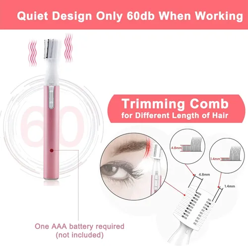 Miniatura 7 de LAIKME Recortador eléctrico de cejas para mujeres, depilación facial para hombres, mini depiladora para bikini, removedor de cara, barbilla, Rosa