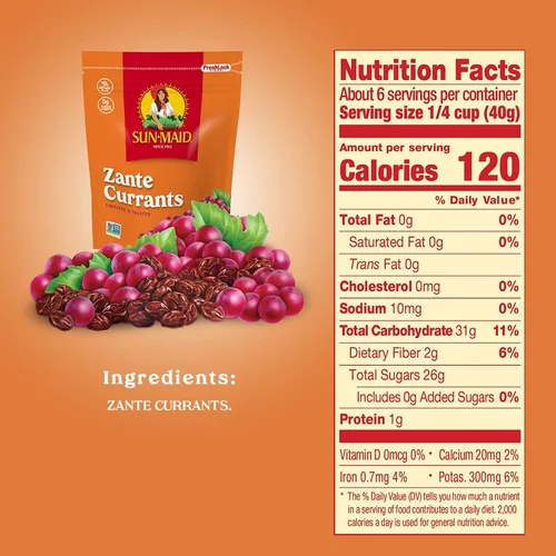 Miniatura 2 de Sun-Maid California Sun-Dried Zante Currants – Paquete de 4 bolsas resellables de 8 onzas – Frutas secas para aperitivos navideños y tablas