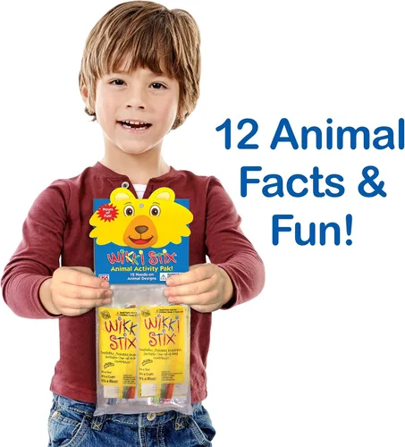 Miniatura 2 de WikkiStix Paquete de Actividad Animal - Incluye 12 Animales del Zoológico con Actividad Práctica y Dato Divertido en Cada Uno, ¡Hecho en los Estados