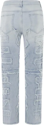 Miniatura 7 de Jeans apilados para hombre, pantalones de mezclilla rectos desgastados desgastados, ajustados sólidos rasgados, pantalones cargo Harajuku