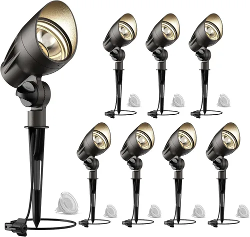 Miniatura 12 de GOODSMANN Focos de paisaje de bajo voltaje 5W LED Reflectores al aire libre 2700K blanco cálido LED reemplazable Iluminación exterior cableado