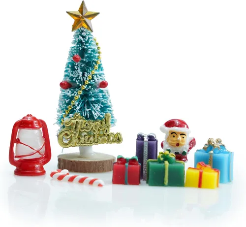 Miniatura 8 de Cutemini Kit de Navidad de casa de muñecas a escala 1:12, 6 piezas de decoración de escena en miniatura, muñeco de nieve, caramelo, muleta