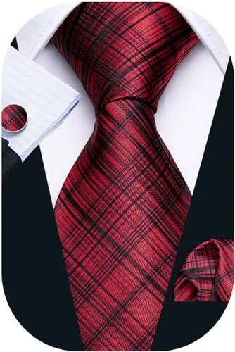 Miniatura 171 de Barry.Wang Juego de corbatas para hombre, corbata de seda a rayas, tejido a cuadros, gemelos formales, negocios, boda