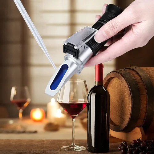 Miniatura 2 de Hidrómetro óptico Brix refractómetro óptico para elaboración de vino, doble escala - Brix 0-40% y alcohol 0-25% vol, refractómetro de vino