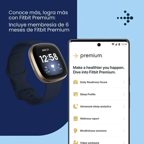 Miniatura 7 de Fitbit Versa 3 - Reloj inteligente de salud y fitness con GPS, frecuencia cardíaca 24/7, Alexa integrado, batería de más de 6 días, azul Azul