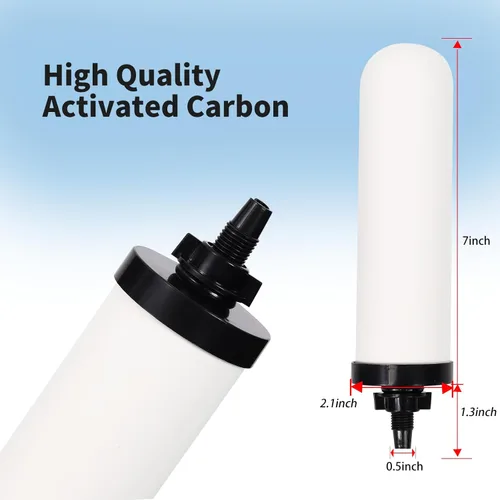 Miniatura 3 de Paquete de 2 velas de filtro de agua de cerámica de 7 pulgadas, filtros de repuesto de filtro de agua de 7 pulgadas con carbón activado para sistema