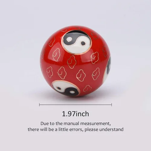 Miniatura 3 de 1.97 '' Bolas de Baoding Chino Ejercicio de la mano Bolas de masaje con caja Rojo Yin Yang Bolas con campanillas Regalo para padres TQZDBS67