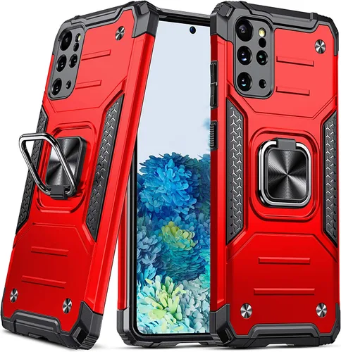 Miniatura 27 de Anqrp Funda para Galaxy S22 Ultra, Funda Protectora de Teléfono de Grado Militar con Soporte Plegable de Anillo de Metal Giratorio