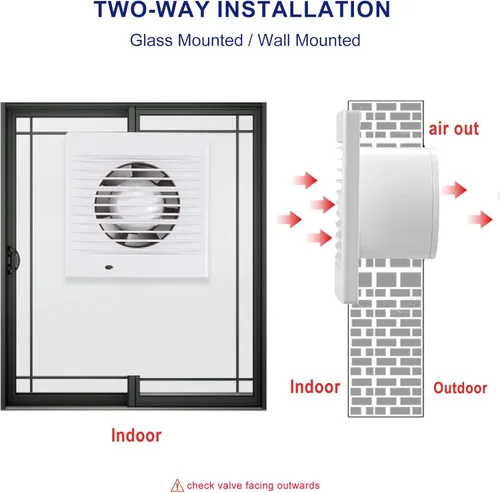 Miniatura 7 de Extractor de baño de 6 pulgadas, extractor de baño de 188 CFM, ventilador de ventilación de vidrio y ventilador de escape de montaje en pared