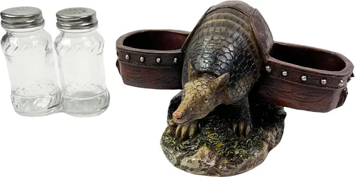 Miniatura 5 de Urbalabs - Coctelera grande de armadillo, lobo, burro, cerdo y caballo, salero y pimentero, mesa de comedor de granja, decoración rústica de vaquero