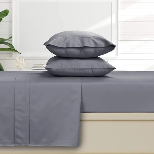 Miniatura 6 de Tribeca Living Juego de 2 fundas de almohada de satén de algodón egipcio tamaño King, color liso, 500 hilos, ropa de cama de lujo, café