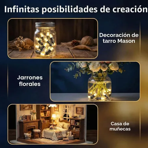 Miniatura 8 de 30 luces LED de fiesta con pilas, iluminación de temporada para globos, linternas de papel, impermeables, color blanco cálido