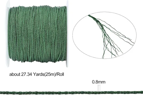 Miniatura 2 de LiQunSweet Cuerda metálica de oropel de 27 yardas de 0.031 in/12 capas, hilo metálico para adornar el paquete de regalo, color verde oscuro