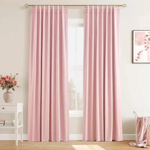 Miniatura 47 de Joywell 2 cortinas opacas 100%, lino, beige natural, trabillas traseras/cinta con ganchos, aislantes, de dormitorio, comedor, sala, puerta corrediza