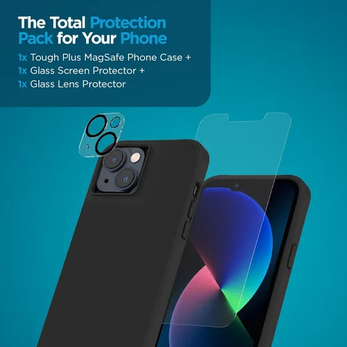 Miniatura 2 de Case-Mate Funda 3 en 1 para iPhone 14, vidrio templado y protector de lente, protección contra caídas de 15 pies, compatible con MagSafe y carga