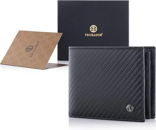 Miniatura 3 de TRUSADOR Treviso - Carteras plegables de cuero para hombre con bolsillo para monedas bloqueo RFID Carbon Clásico