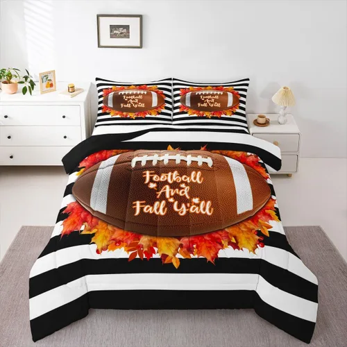 Miniatura 18 de Erosebridal Juego de edredón de gatos lindos para niños, juego de ropa de cama de calabaza y hoja de arce para niñas y niños, juego de edredón