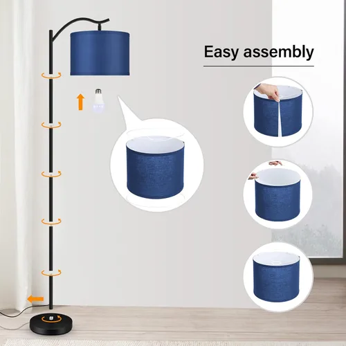 Miniatura 7 de BoostArea Lámpara de pie para sala de estar, lámpara de pie de arco con control remoto, brillo regulable continuo y temperatura de colores 2700 Azul