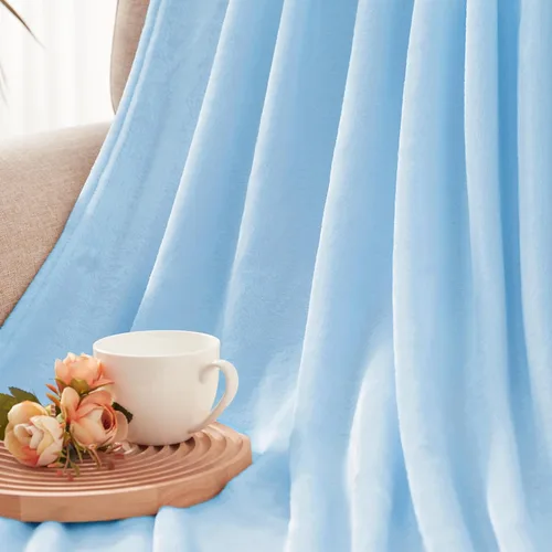 Miniatura 7 de Exclusivo Mezcla Manta de vellón para sofá, cama, súper suave y cálida, para uso en todas las estaciones, acogedora, afelpada, ligera, azul hielo