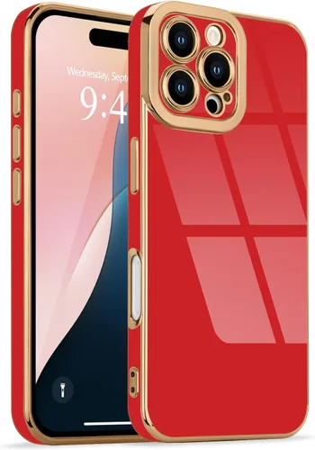 Miniatura 133 de Lafunda Diseñada para iPhone 13 Pro, fundas lujosas con chapado lindo para mujeres y niñas, elegante borde dorado, a prueba de golpes, TPU con funda