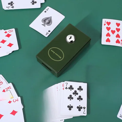 Miniatura 7 de Reallnaive 1 Paquete Caja de Metal para Apostadores Tamaño de Bolsillo Banco Ganador Caja de Dinero de Casino con 2 Llaves Caja Fuerte Portátil