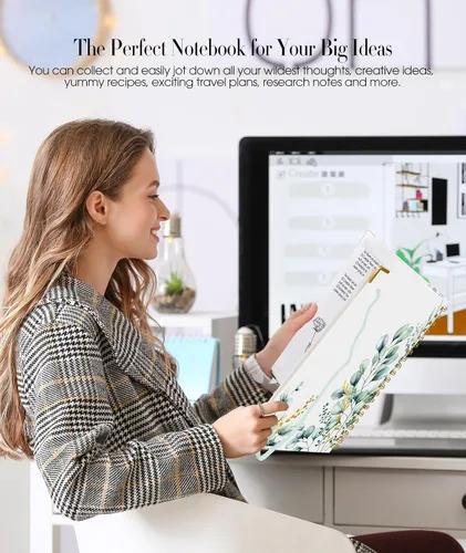 Miniatura 7 de Cuaderno estético en espiral para mujer, 200 páginas, cuadernos rayados de 8.5 x 11 pulgadas, diarios en espiral grandes de tapa dura A4 con papel