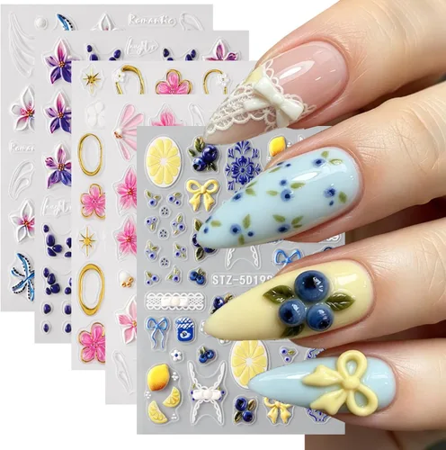 Miniatura 32 de 8 hojas de calcomanías de arte de uñas de conejo de Pascua, 3D, autoadhesivas, accesorios de arte de uñas, caricaturas, conejos, animales