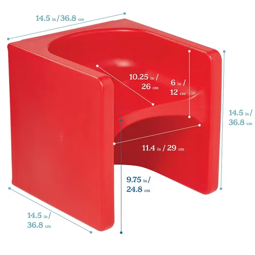 Miniatura 3 de ECR4Kids Tri-Me Silla cúbica 3-en-1, muebles para niños, color rojo