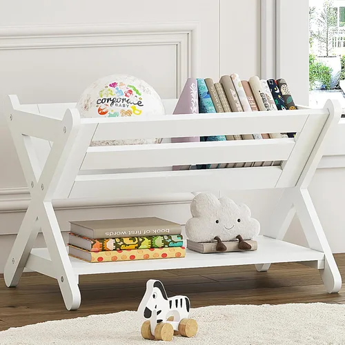 UTEX Estantería para niños con caja, estantería para niños, organizador de almacenamiento de libros, estante pequeño para habitaciones de niños,