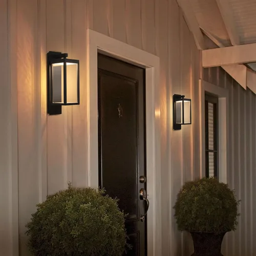 Miniatura 7 de Lámpara de pared para exteriores, lámpara de pared para exteriores del atardecer al amanecer, aplique de pared LED negro con vidrio templado