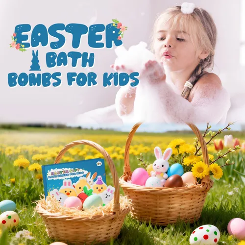 Miniatura 2 de Bombas de baño de Pascua para niños, rellenos de cesta de Pascua para adolescentes, paquete de 6 unidades para niños y niñas, formas de conejito