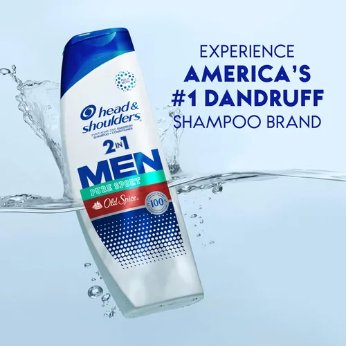 Miniatura 4 de Head & Shoulders Champú y acondicionador anticaspa, Old Spice Pure Sport para hombres 2 en 1, paquete doble, 1% de piritiona de zinc, champú