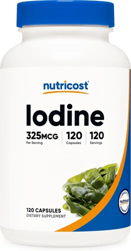 Nutricost Yodo (yodo natural de algas marinas orgánicas) 325 mcg, 120 cápsulas, vegetariano, sin OMG y sin gluten