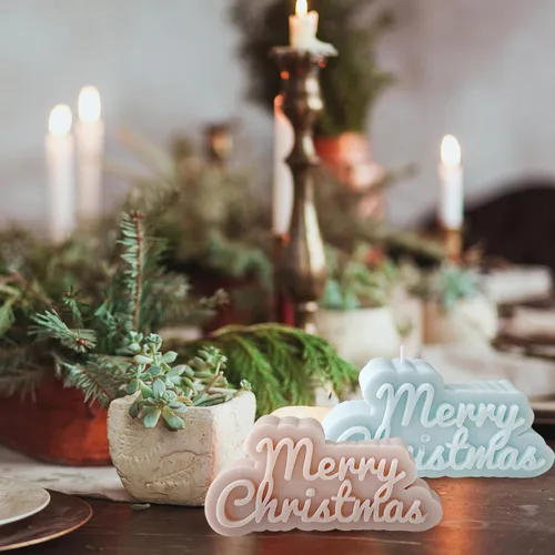 Miniatura 3 de Molde de vela de Navidad para hacer velas, molde de silicona 3D para fundición de resina, yeso, arcilla polimérica, decoración del hogar de Feliz
