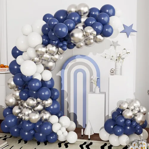 Miniatura 12 de Kit de arco de guirnalda de globos negros y dorados y plateados, 144 piezas de diferentes tamaños, decoraciones de Año Nuevo para Año Nuevo