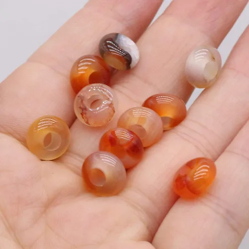 Miniatura 5 de 50 cuentas sueltas de piedra semipreciosa natural con agujero grande, forma de ábaco, ópalo de moda, amatista, unakita, cuarzo rosa, cuentas