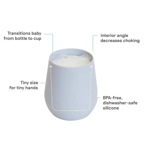Miniatura 3 de ezpz Tiny Cup (Pewter) - Más de 4 meses - Taza de entrenamiento 100% silicona para bebés - Diseñada por un especialista en alimentación pediátrica
