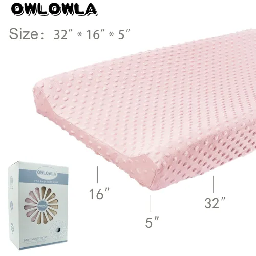 Miniatura 6 de Owlowla Funda para cambiador, sábanas suaves de punto minky para cambiador para bebé, niño y niña, paquete de 2 (rosa y crema)
