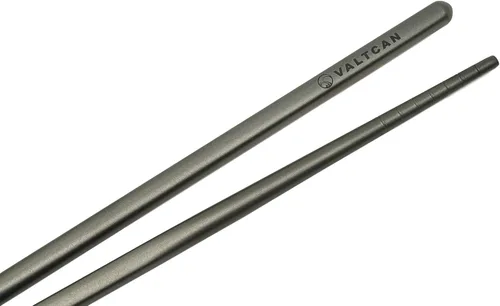 Miniatura 2 de Valtcan Palillos de titanio de 9 pulgadas, 0.95 oz, ultraligeros, puntas ranuradas, cero sabor metálico, extremos cuadrados antivuelco, palillo