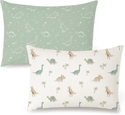 Miniatura 13 de Konssy Funda de almohada de muselina para almohada de 13 x 18 pulgadas, paquete de 2 fundas de almohada de algodón suave y transpirable para niños