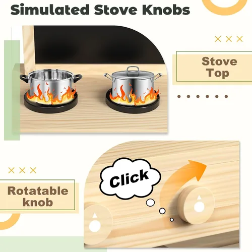 Miniatura 10 de Cocina de Juego Exterior de Madera de Cedro para Niños, Cocina de Barro con Grifo de Agua, Pizarra de Doble Cara, Estantes de Almacenamiento, Vasos